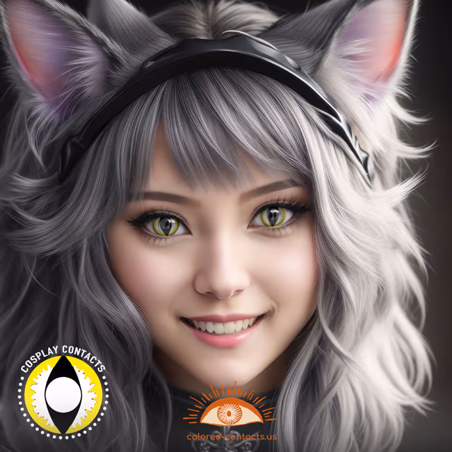 Yellow White Cat Eye Contacts