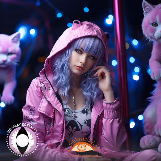 Purple White Cat Eye Contacts