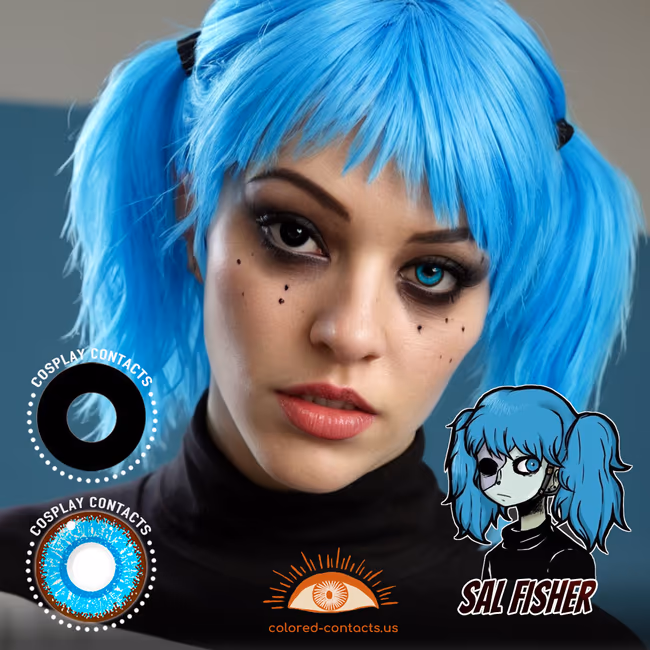 Sally Face: Sal Fisher Cosplay Blue And Black Contact Lenses