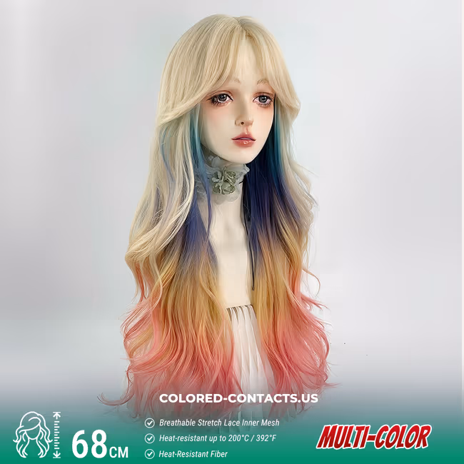 68cm Multi-Color Gradient Cosplay Wig – Twilight Blend