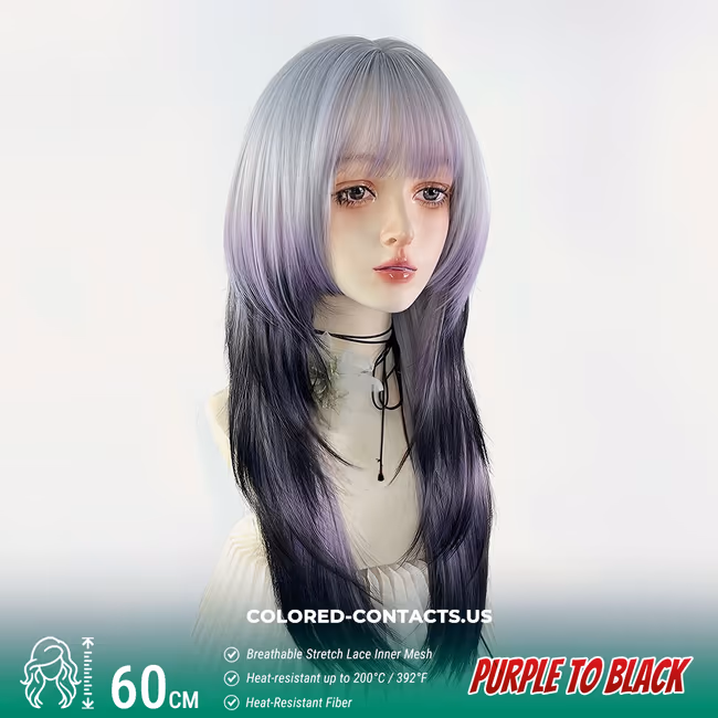 60cm Siamese Cat Gradient Cosplay Wig
