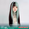 60cm Mint Green with Black Highlights – Straight Cut with Full Bangs - thumbnail 1