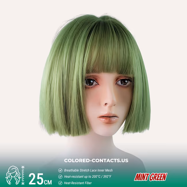 Mint Green Bob Wig with Straight Bangs