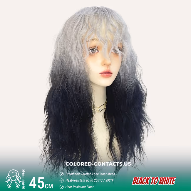 Gothic Elf Cosplay Wig – Black to White Gradient