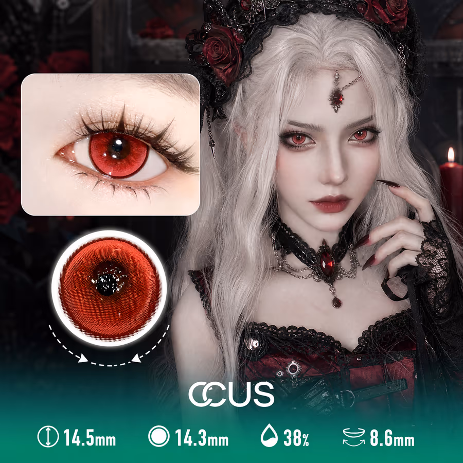 Dense Dot Mesh Red Cosplay anime vampire demon Contact Lenses - image 1
